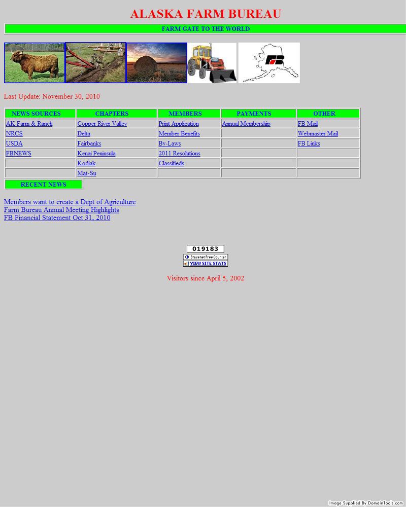 Original Website Original website for Alaska Farm Bureau